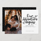 Unser Abenteuer beginnt Hochzeiten speichern das F Einladung (Vorne/Hinten)