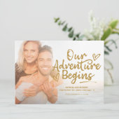 Unser Abenteuer beginnt Hochzeiten speichern das F Einladung (Stehend Vorderseite)