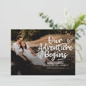 Unser Abenteuer beginnt Hochzeiten speichern das F Einladung (Stehend Vorderseite)