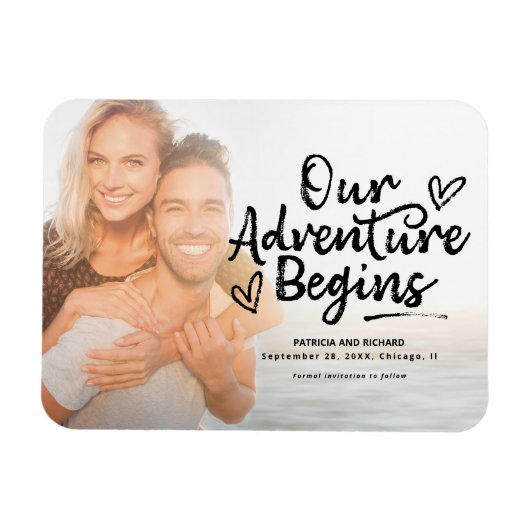 Unser Abenteuer beginnt Hochzeiten speichern das F Magnet (Horizontal)