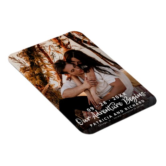 Unser Abenteuer beginnt Hochzeiten speichern das F Magnet (Rechte Seite)