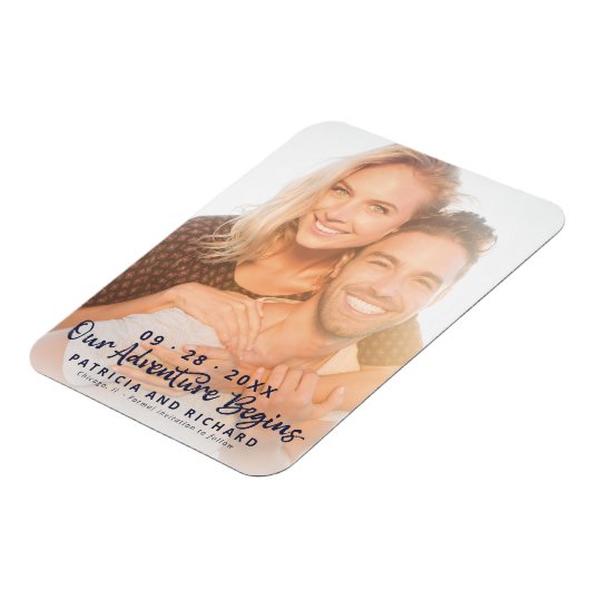 Unser Abenteuer beginnt Hochzeiten speichern das F Magnet (Linke Seite)