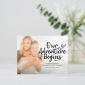 Unser Abenteuer beginnt Hochzeiten speichern das F Postkarte (Stehend Vorderseite)
