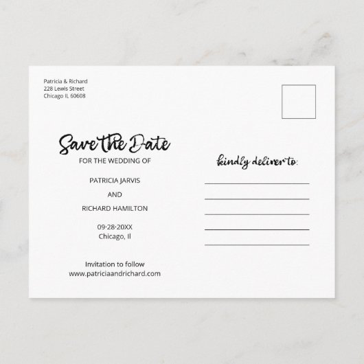 Unser Abenteuer beginnt Hochzeiten speichern das F Postkarte (Rückseite)