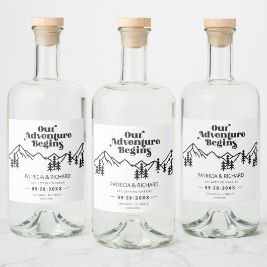 Unser Abenteuer beginnt im Freien Hochzeit retten Alkoholflaschenetikett (Flaschen)