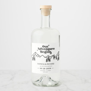 Unser Abenteuer beginnt im Freien Hochzeit retten Alkoholflaschenetikett