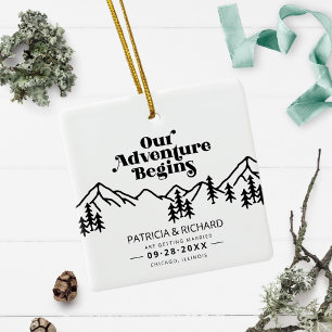 Unser Abenteuer beginnt im Freien Hochzeit retten  Keramikornament