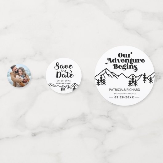 Unser Abenteuer beginnt im Freien Hochzeit retten Konfetti (Vorderseiten)