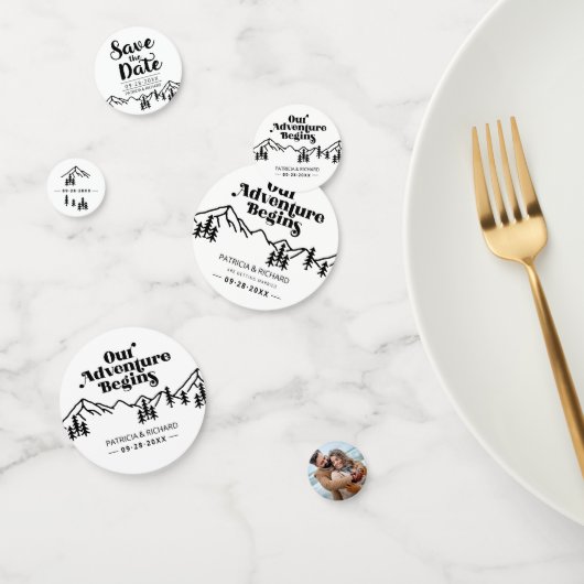 Unser Abenteuer beginnt im Freien Hochzeit retten Konfetti (Gruppe)