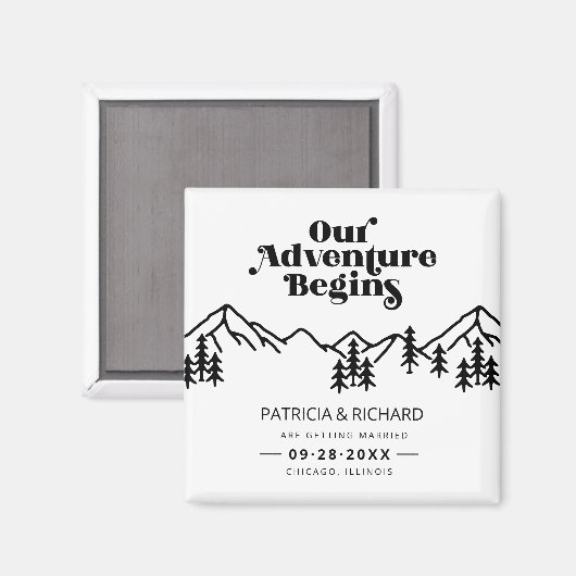 Unser Abenteuer beginnt im Freien Hochzeit retten  Magnet (Vorderseite/Rückseite)