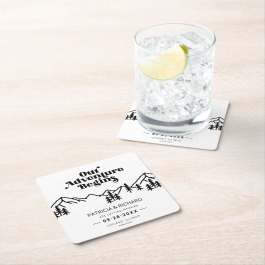 Unser Abenteuer beginnt im Freien Hochzeit retten Rechteckiger Pappuntersetzer (Vor Ort)