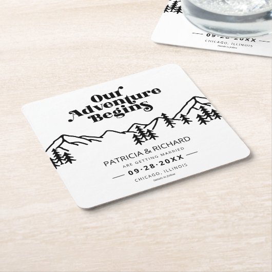 Unser Abenteuer beginnt im Freien Hochzeit retten Rechteckiger Pappuntersetzer (angewinkelt)