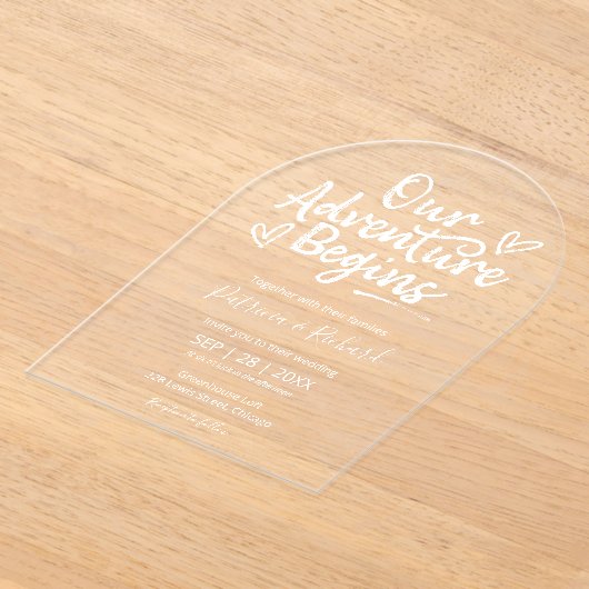 Unser Abenteuer beginnt mit einer rustikalen Hochz Acryleinladungen (Ablage )