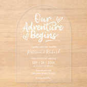 Unser Abenteuer beginnt mit einer rustikalen Hochz Acryleinladungen (Vorderseite)