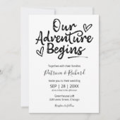 Unser Abenteuer beginnt mit einer rustikalen Hochz Einladung (Vorderseite)