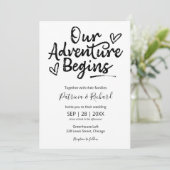 Unser Abenteuer beginnt mit einer rustikalen Hochz Einladung (Stehend Vorderseite)