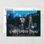 Unser Abenteuer beginnt mit Pinselschrift Hochzeit Postkarte (Vorne/Hinten)
