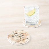 Unser Abenteuer beginnt mit rustikalen Holzkörnern Getränkeuntersetzer (Seite)