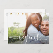 Unser Abenteuer beginnt | Modernes Save the Date F Postkarte (Vorne/Hinten)