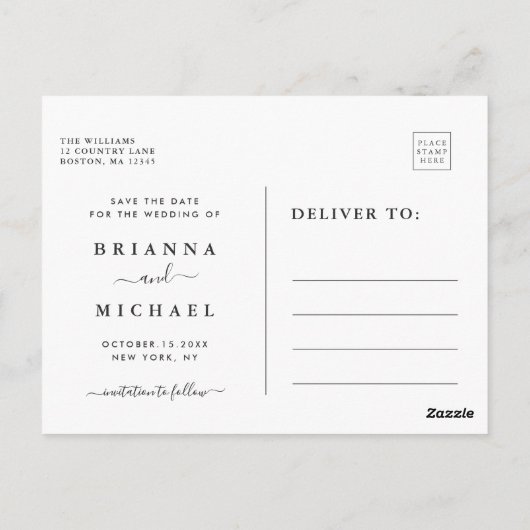 Unser Abenteuer beginnt | Modernes Save the Date F Postkarte (Rückseite)