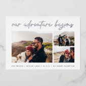 Unser Abenteuer beginnt | Multi-Foto Save the Date Folieneinladung (Vorderseite)