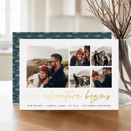 Unser Abenteuer beginnt | Multi-Foto Save the Date Folieneinladung