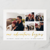 Unser Abenteuer beginnt | Multi-Foto Save the Date Folieneinladung (Vorderseite)