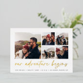 Unser Abenteuer beginnt | Multi-Foto Save the Date Folieneinladung (Stehend vorne)