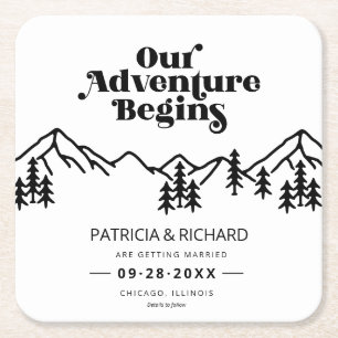 Unser Abenteuer Beginnt Outdoor-Hochzeit Save The Rechteckiger Pappuntersetzer