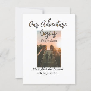 Unser Abenteuer beginnt Paarfoto Liebe & Dank  Postkarte