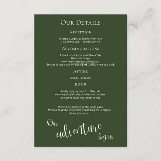 Unser Abenteuer beginnt rustikale Bergsee Details Begleitkarte (Vorderseite)