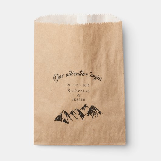 Unser Abenteuer beginnt rustikale Hochzeit Geschenktütchen (Vorderseite)
