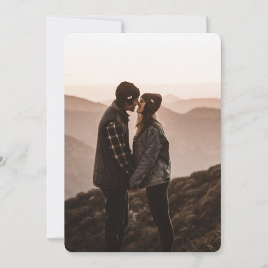 Unser Abenteuer beginnt | Rustikaler Wald Save the Einladung (Rückseite)