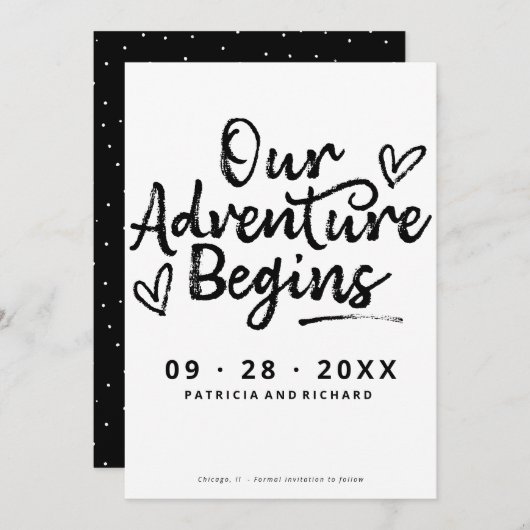 Unser Abenteuer beginnt Save the Date außerhalb de Einladung (Vorne/Hinten)