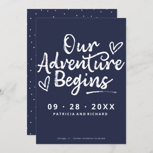 Unser Abenteuer beginnt Save the Date außerhalb de Einladung (Vorne/Hinten)