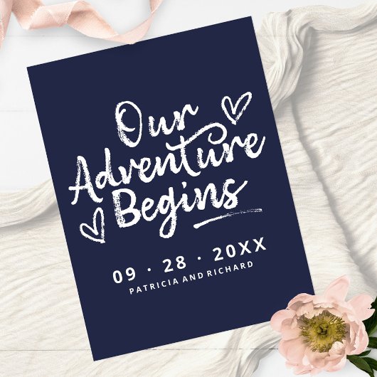 Unser Abenteuer beginnt Save the Date außerhalb de Postkarte