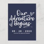 Unser Abenteuer beginnt Save the Date außerhalb de Postkarte (Vorderseite)