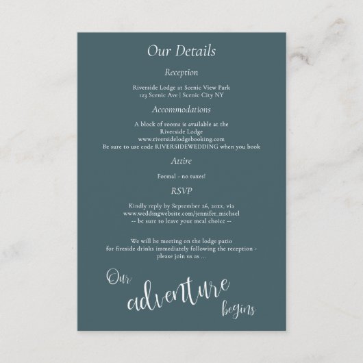 Unser Abenteuer beginnt See in den Bergen Details Begleitkarte (Vorderseite)