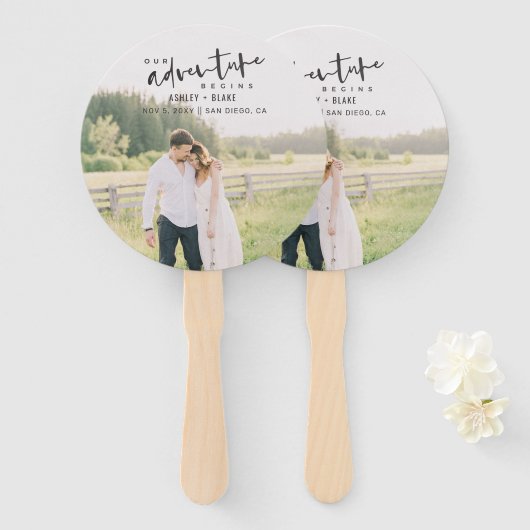 Unser Abenteuer beginnt Skript-Foto Save the Date Fächer (Vorne und Hinten)