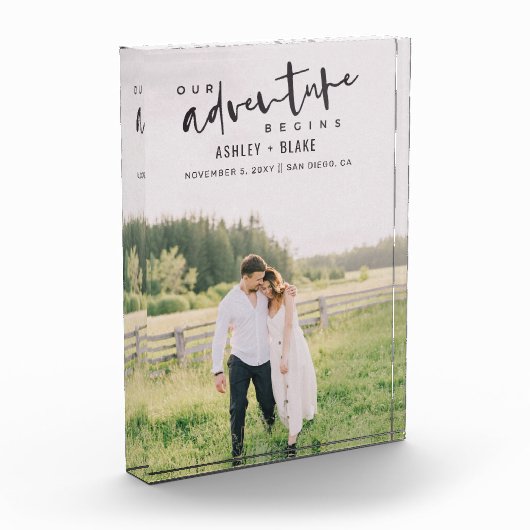 Unser Abenteuer beginnt Skript-Foto Save the Date Fotoblock (Links)