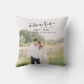 Unser Abenteuer beginnt Skript-Foto Save the Date Kissen (Rückseite)