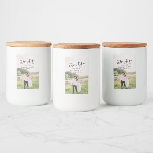 Unser Abenteuer beginnt Skript-Foto Save the Date Lebensmitteletikett (Flaschen)