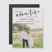 Unser Abenteuer beginnt Skript-Foto Save the Date Magnetkarte (Vorne/Hinten)