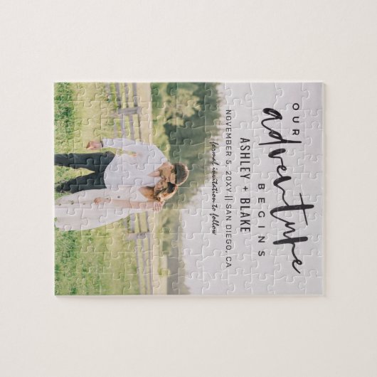 Unser Abenteuer beginnt Skript-Foto Save the Date Puzzle (Horizontal)