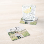 Unser Abenteuer beginnt Skript-Foto Save the Date Rechteckiger Pappuntersetzer (Vor Ort)