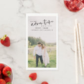 Unser Abenteuer beginnt Skript-Foto Save the Date Serviette (Beispiel)