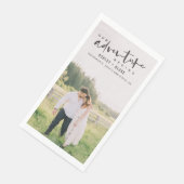 Unser Abenteuer beginnt Skript-Foto Save the Date Serviette (Ecke)