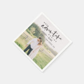 Unser Abenteuer beginnt Skript-Foto Save the Date Serviette (Ecke)