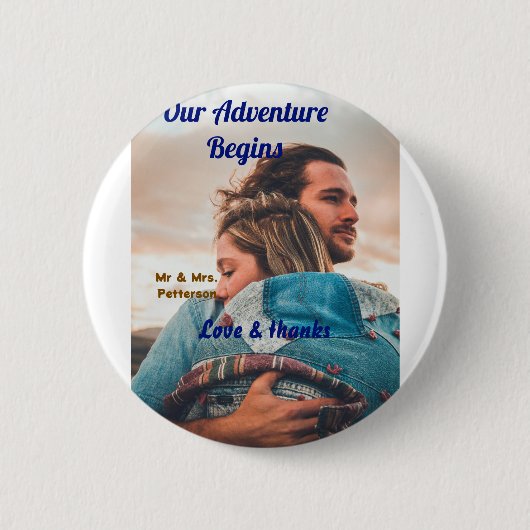 Unser Abenteuer beginnt, um ein paar Foto Liebe &  Button (Vorderseite)