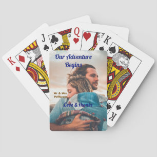 Unser Abenteuer beginnt, um ein paar Foto Liebe &  Spielkarten